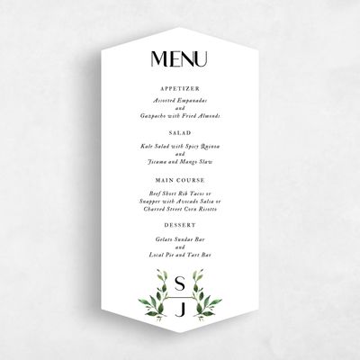 White Diamond Wedding Menu - Madilou