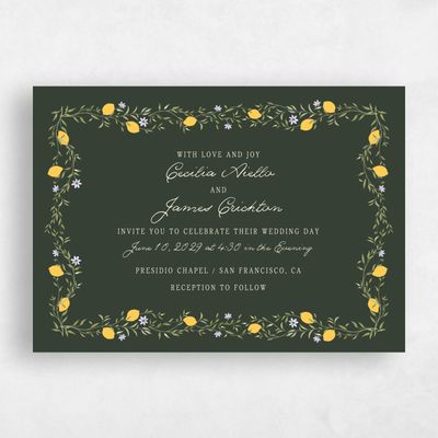 Deep Forest, Green Wedding Invitation - Brume Landscape