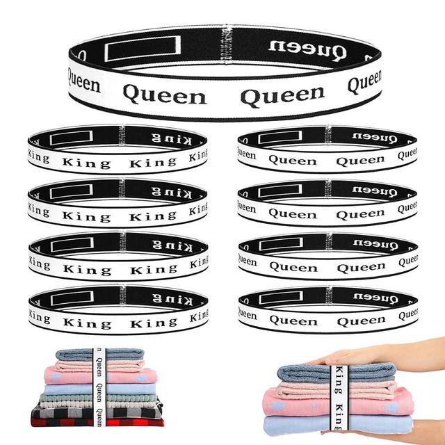 8Pcs Bed Sheet Organizer Bands Sheets Labels for Elastic Bedding Linen Closet Storage Foldable Sheet Set Organizer Sheet Keeper Band King Queen