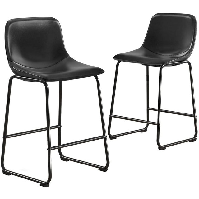 TAVR Furniture Counter Height Stools Armless Island Chairs Set of 2 with Backs Hold up to 500 lbs for Home Kitchen Dining Room Bar Coffee Shop, Industrial Vintage Style, Black