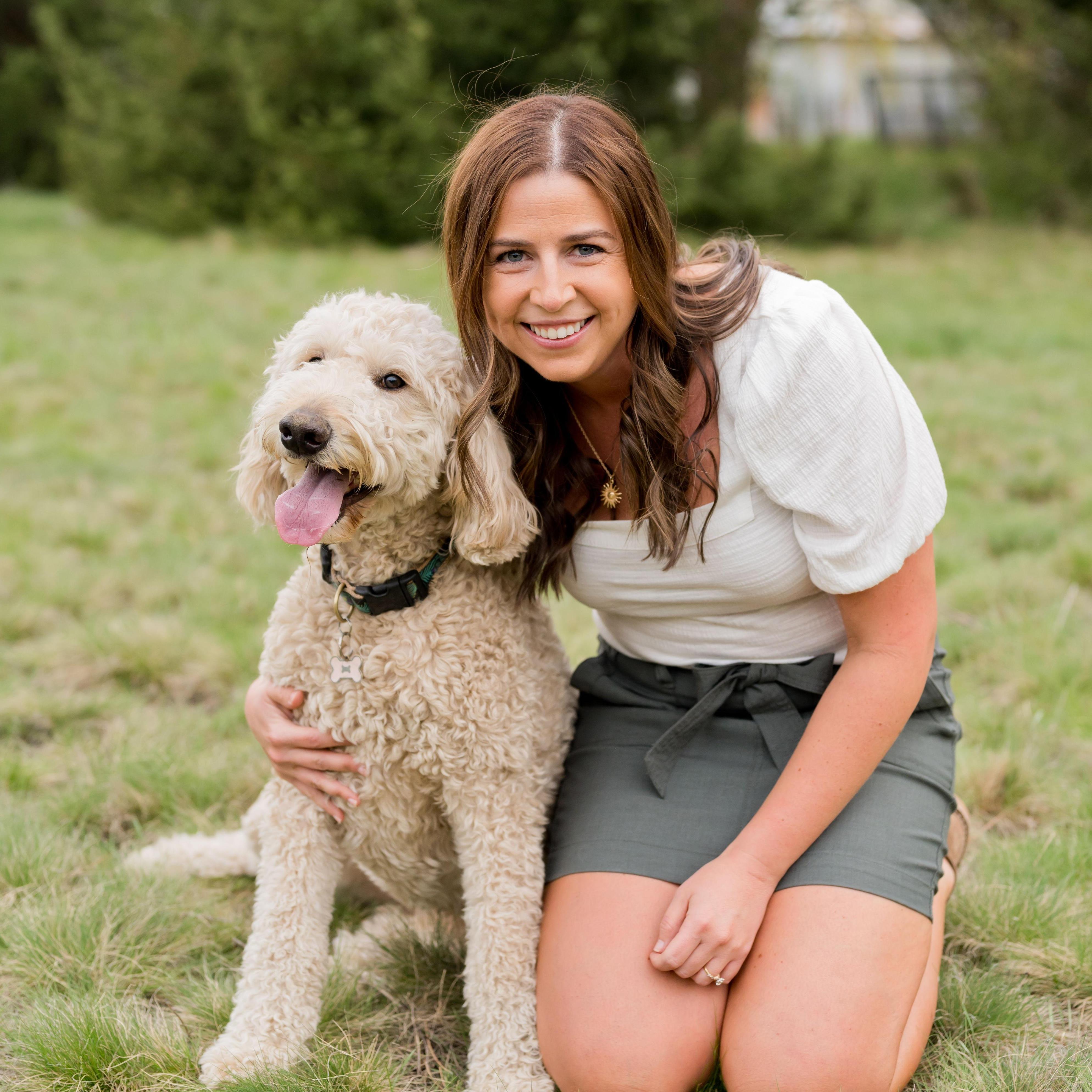 Aspen, a five year old goldendoodle, is the only girl in our gang. Aspen was voted most likely to snuggle, but don't mistake her as a pushover - she's quite the athlete! "Frisbee" is her trigger word.