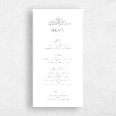 Periwinkle Gray, Grey Wedding Menu - Malcesine