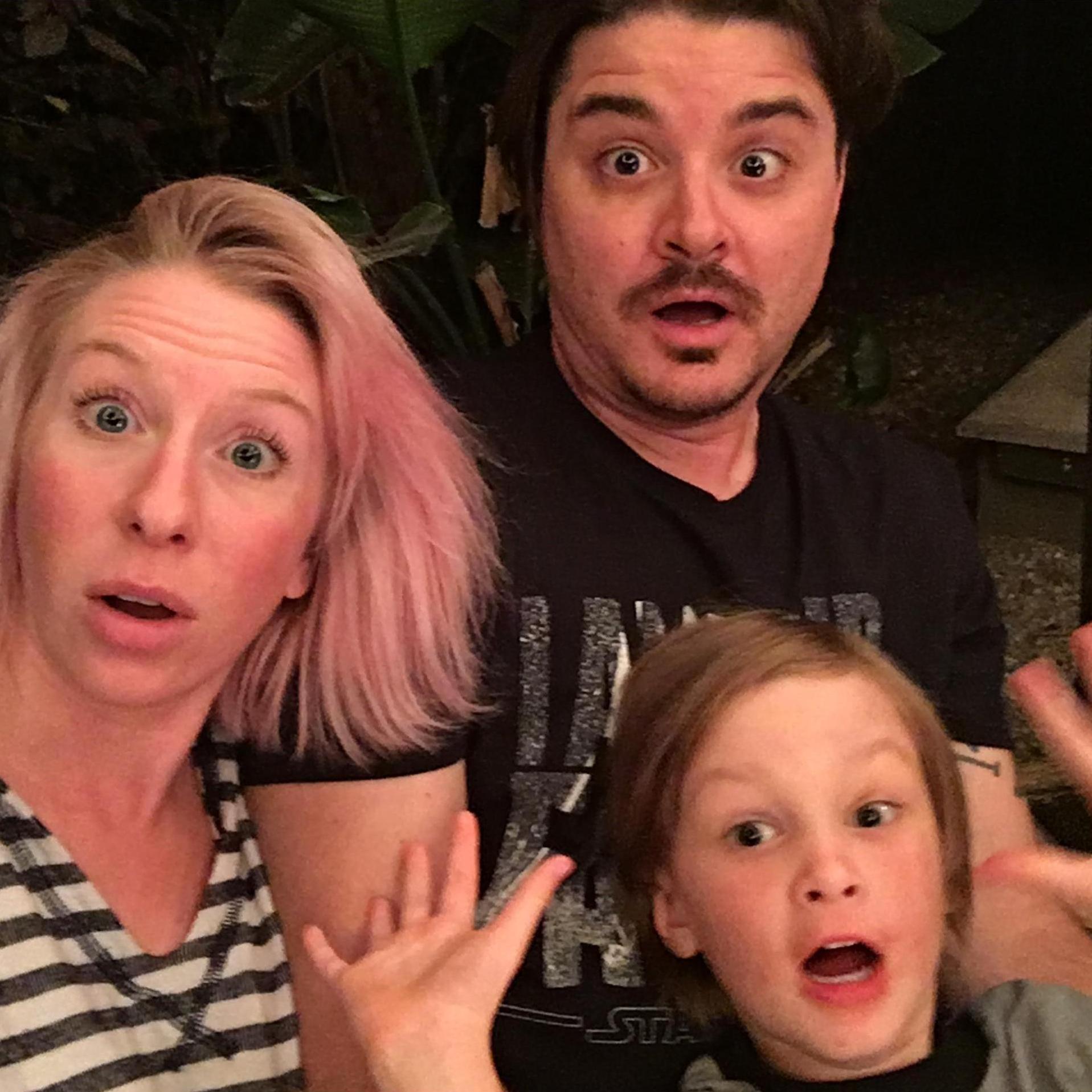 Silly movie night on the patio