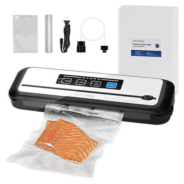 Vacuum Sealer Machine with 55 Count 8"x12" Food Sealers Bags and 8"*79' Vacuum Sealer Roll, Inkbird Automatic Vacuum Sealers Machine with Built-in Cutter, Dry & Moist Sealing Modes for Food Storage
