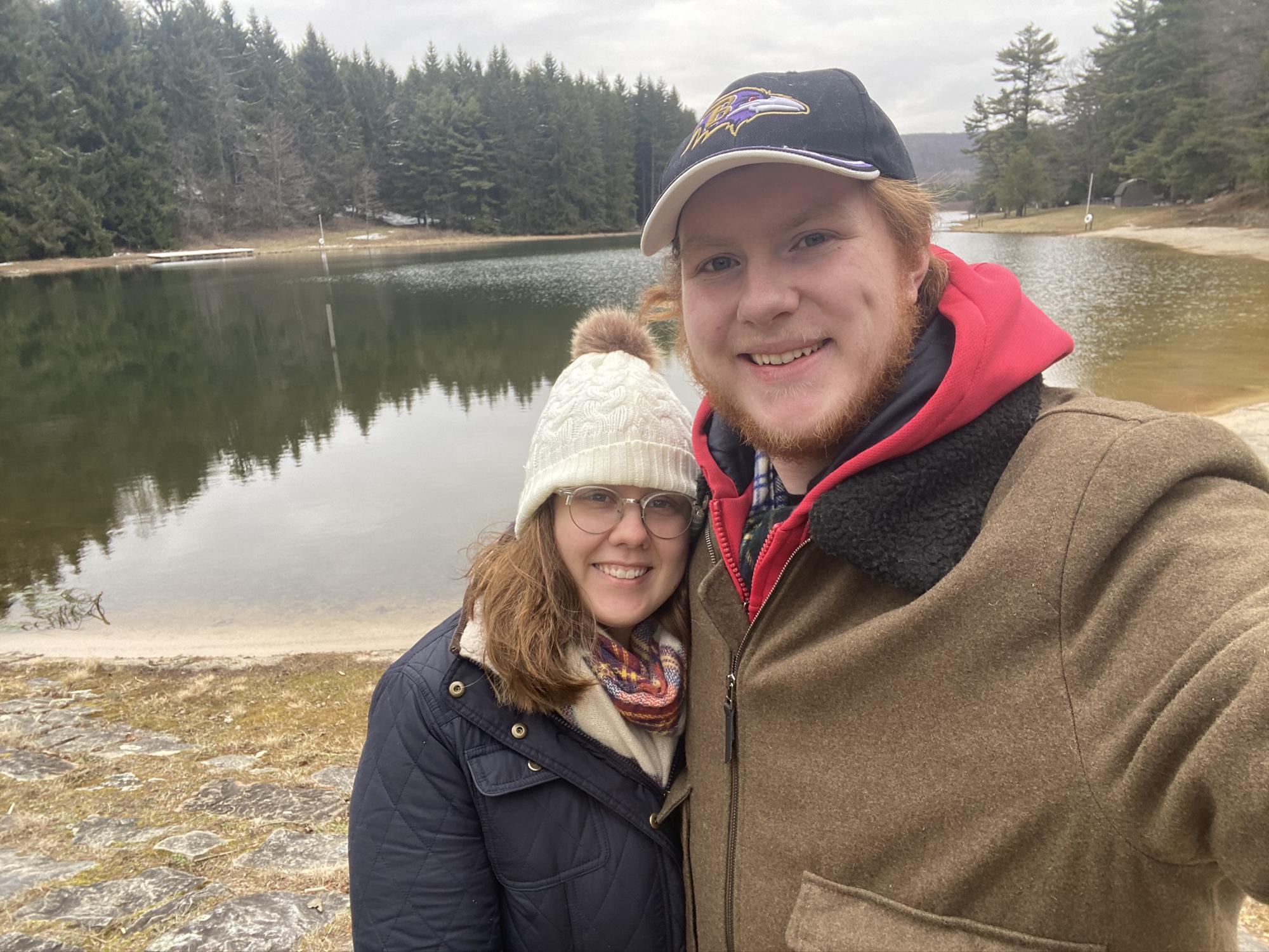 Enjoying a walk around the lake during our trip to New Germany State Park. March 16, 2020