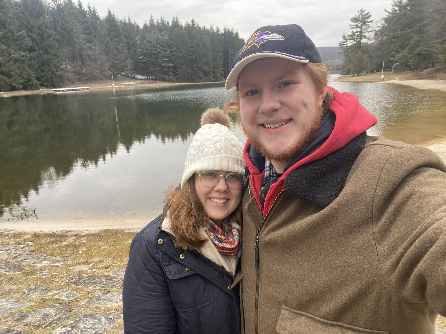 Enjoying a walk around the lake during our trip to New Germany State Park. March 16, 2020