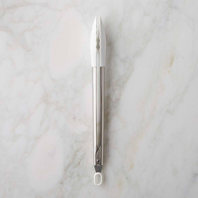 Williams Sonoma Stainless-Steel Silicone Tongs, 12", White