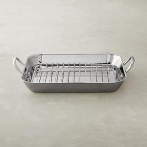 Williams Sonoma Thermo-Clad Stainless-Steel Flared Roaster with Rack, Large