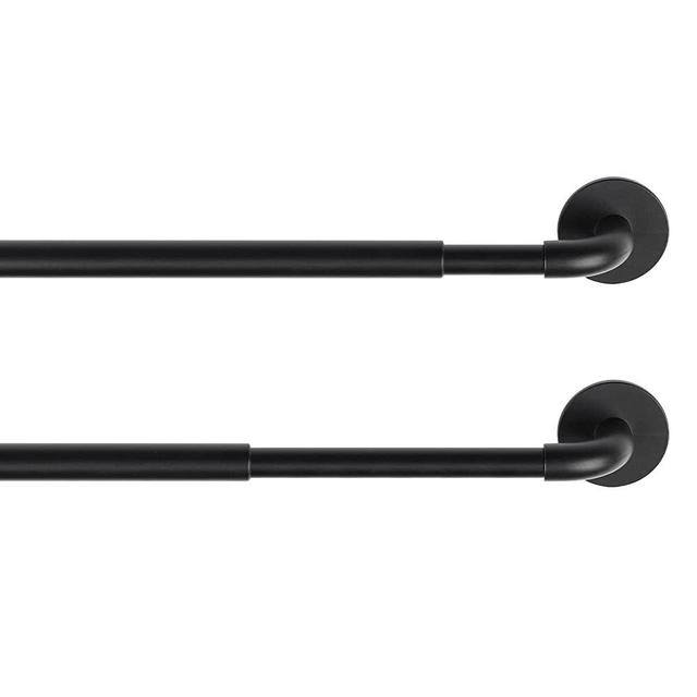 KXLife 2 Pack Adjustable Sticky Self Adhesive 3/8 Inch Sash Curtain Rod for Metal, Wood Doors, 17 to 28 Inch Multi-Use Cafe Sidelight Sash Rods for Door Panels, Windows, Bathroom, (Black,Set of 2)