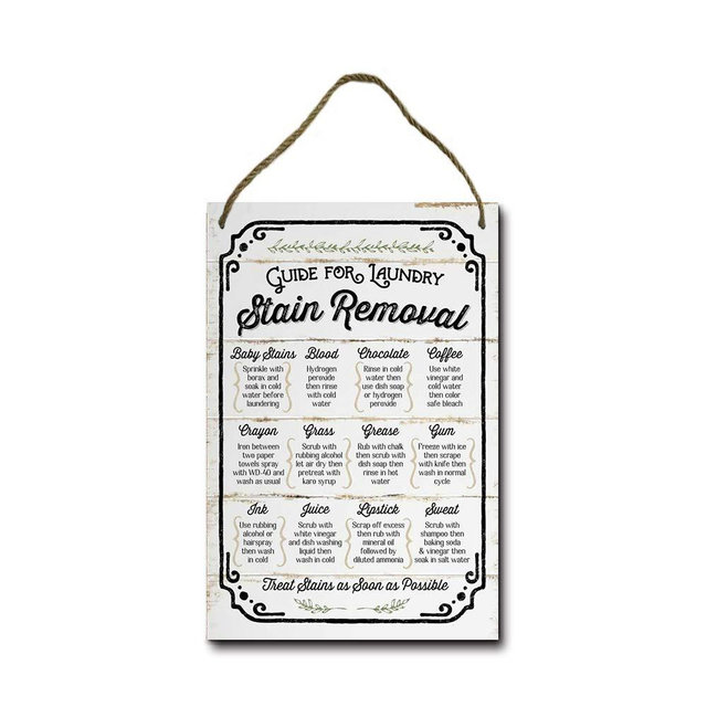 Losea Guide for Laundry Stain Removal Rustic Wood Farmhouse Wall Sign 8x12 Inches