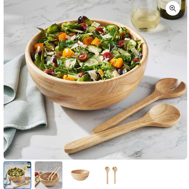 Member's Mark Rubber Wood Salad Bowl with Servers
