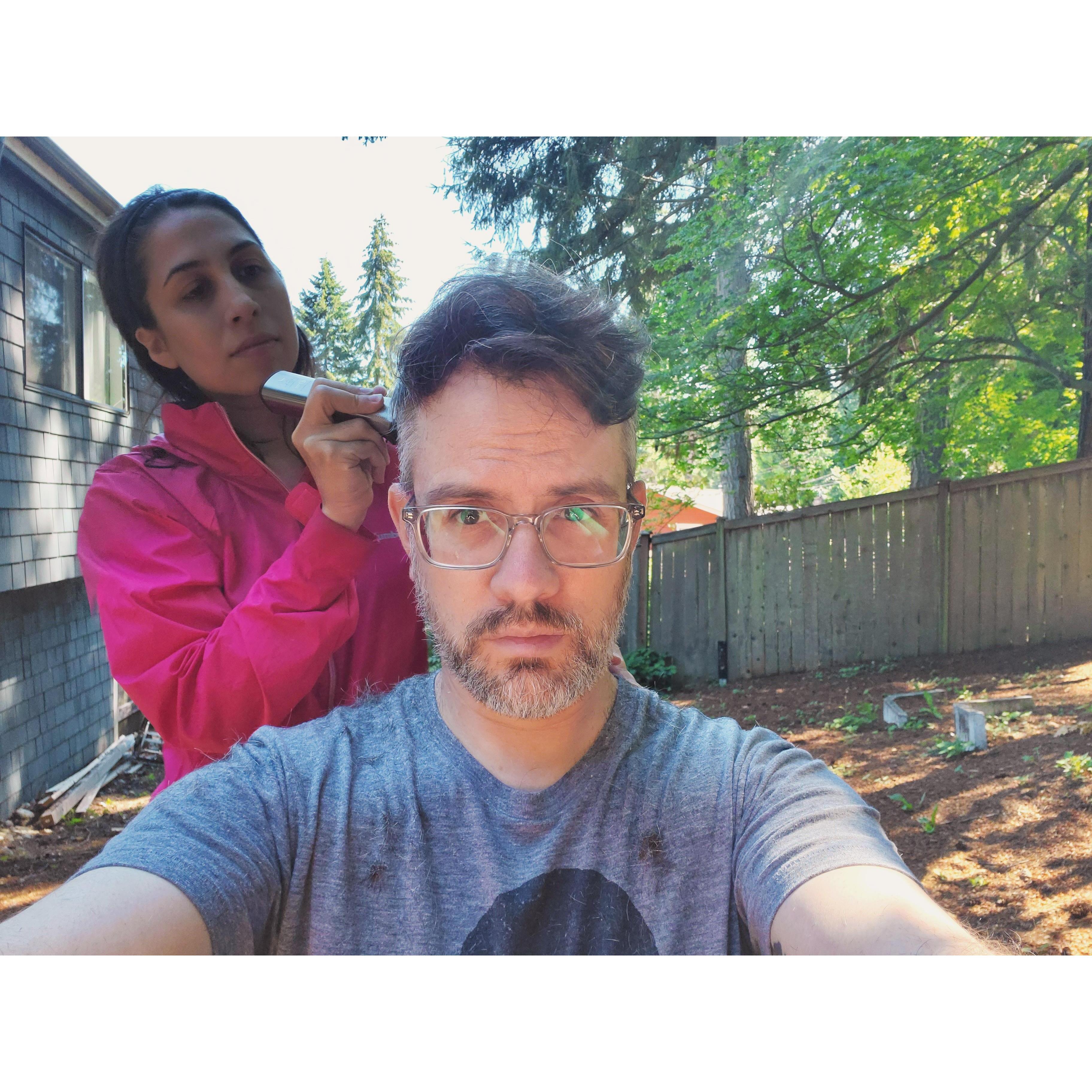 Haphazard at-home haircuts