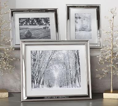 Personalized Silver-Plated White Grosgrain Ribbon Mat Frame