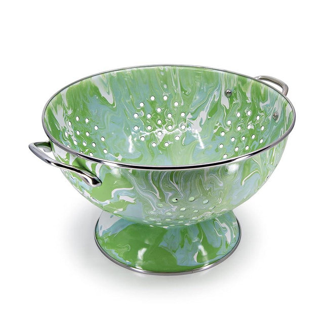 Golden Rabbit Enamelware Large Colander, 5 quart, Modern Monet
