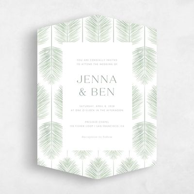 Green Diamond Wedding Invitation - Curacao Portrait