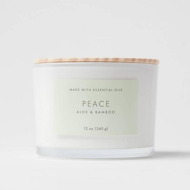12oz Wood Lidded Glass Wellness 3-wick Peace Candle - Project 62™