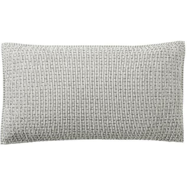 Gray Pickstitch Wheaton Reversible Striped Cotton/Linen Quilted Sham, King