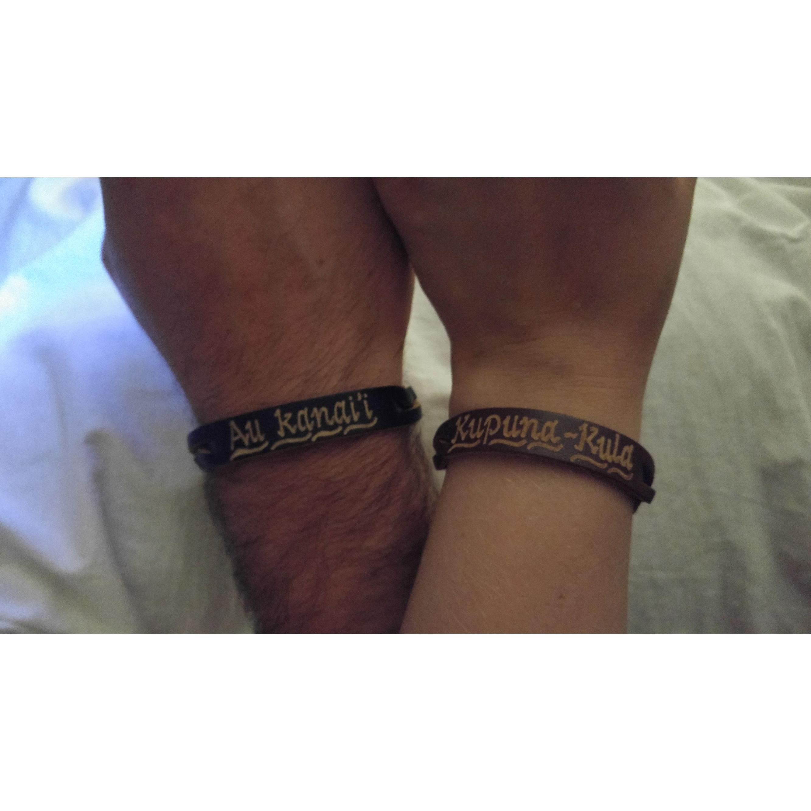 We got our Hawaiian Names put on leather bracelets <3