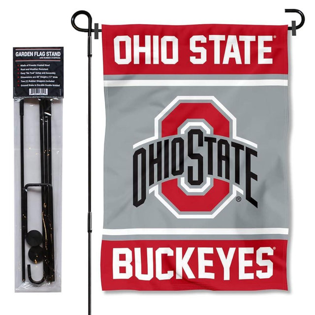 Ohio State Buckeyes Garden Flag with Stand Holder