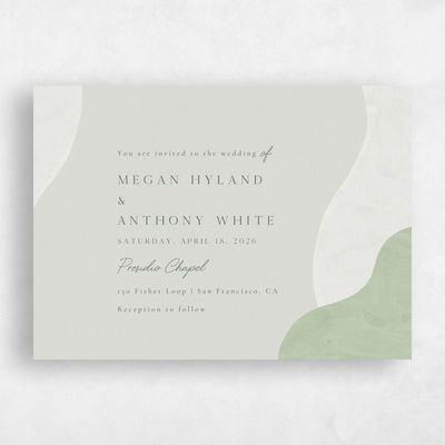 Laurel Green Wedding Invitation - Madrid Landscape