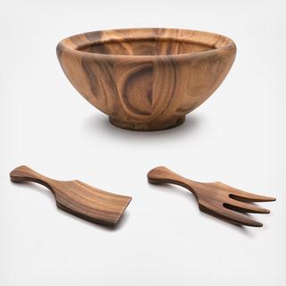 Acacia Salad Bowl with Server Set