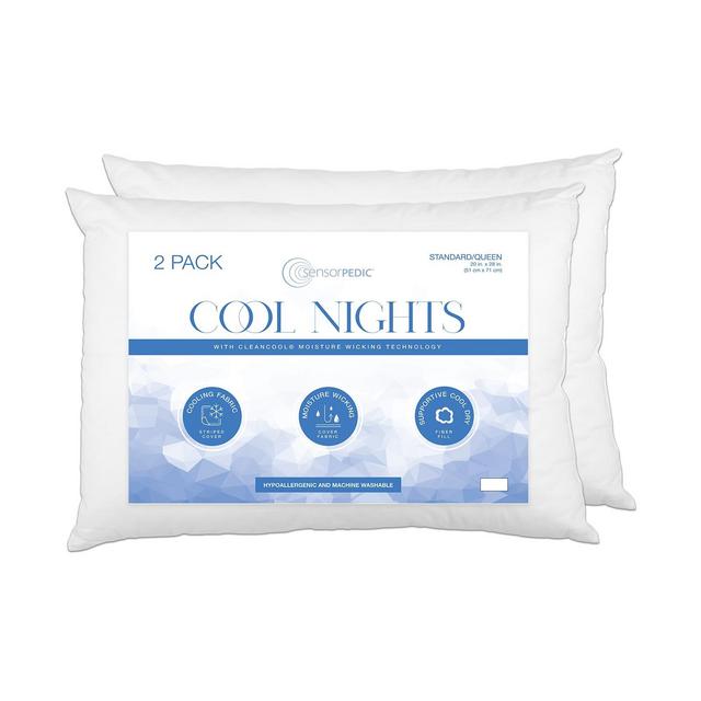 SensorPEDIC Cool Nights Pack of 2 Moisture-Wicking Standard Pillows