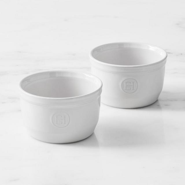 Emile Henry French Ceramic White Ramekins, Set of 2