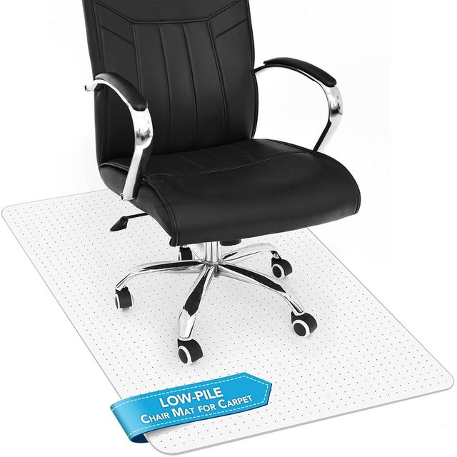 Thickened Chair Mat for Carpet - 47”X 35.5” Heavy Duty Office Chair Mat for Low-Pile Carpeted Floors. Carpet Protector for Office Computer Desk Chair. Easy Rolling, Clear