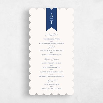 Blue Scalloped Wedding Menu - Raven