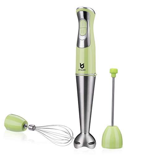 Immersion Hand Blender, Utalent 3-in-1 8-Speed Stick Blender with Milk Frother, Egg Whisk for Coffee Milk Foam, Puree Baby Food, Smoothies, Sauces and Soups - Green