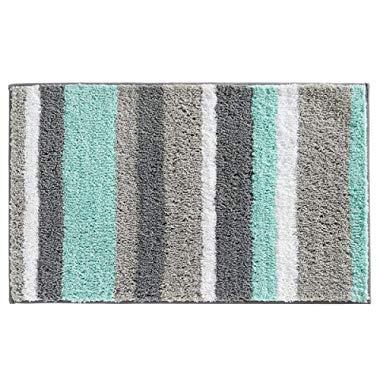 HEBE Non-Slip Bathroom Rug Mat Shag Microfiber Shower Bath Rug Absorbent Bath Mat for Bathroom Machine Washable 18"x26"