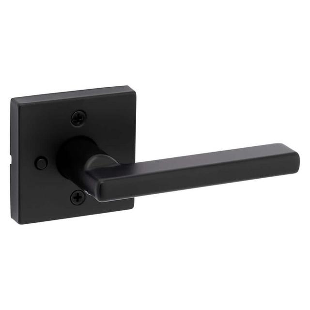 Halifax Square Matte Black Privacy Bed/Bath Door Handle with Lock