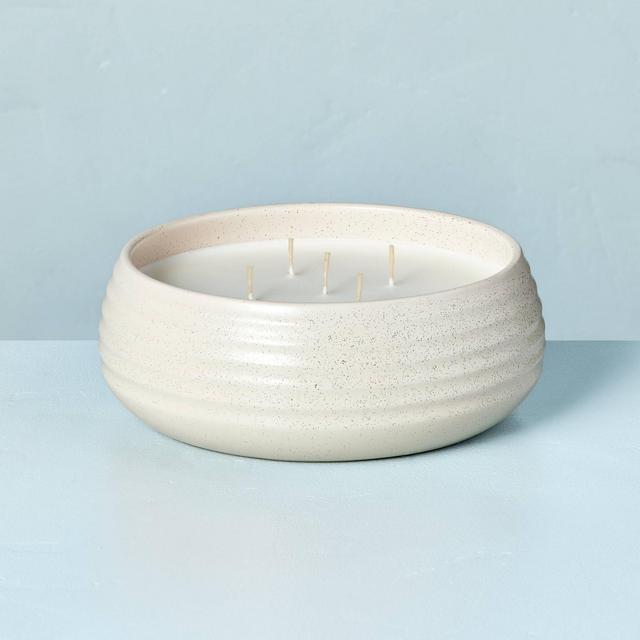 Ridged Ceramic Citronella 4-Wick Jar Candle Speckled Cream 32oz - Hearth & Hand™ with Magnolia