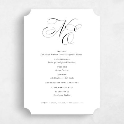 White Ticket Wedding Program - Thorn