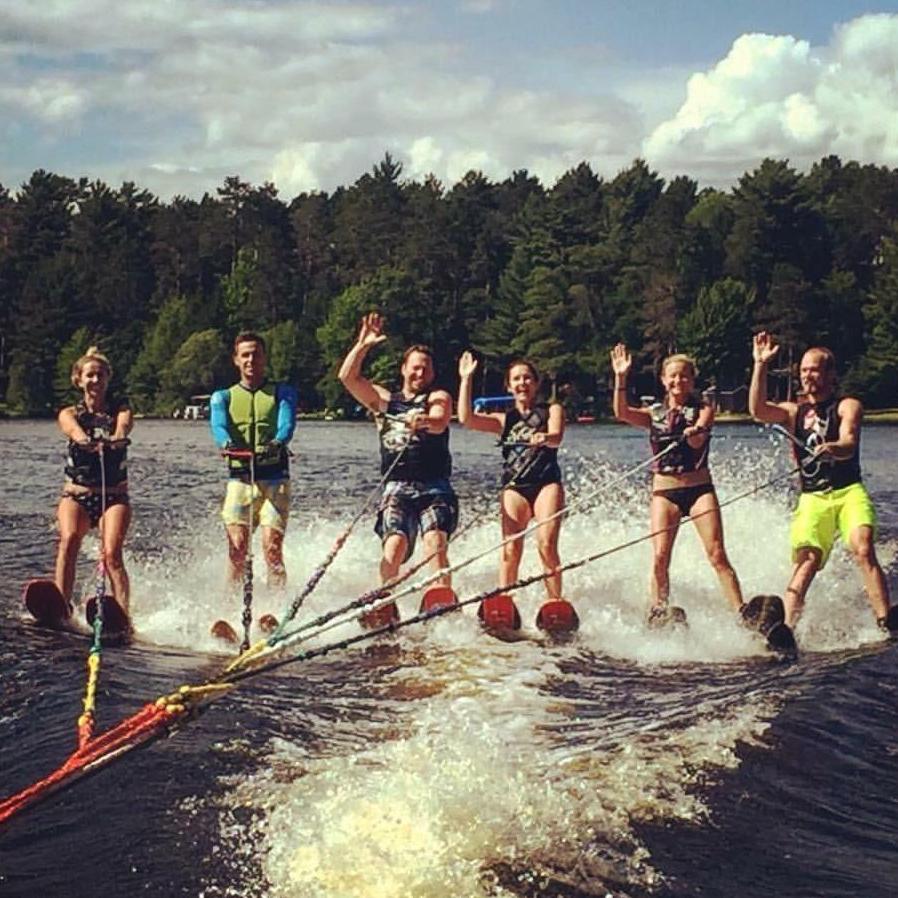 Waterskiing with friends