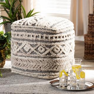 Cronin Moroccan Inspired Handwoven Hemp Pouf Ottoman