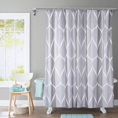 JRing Shower Curtain Polyester Fabric Machine Washable with 12 Hooks 72x72 Inch