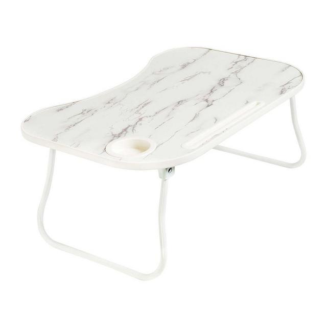 Collapsible Folding Lap Desk, White & Marble