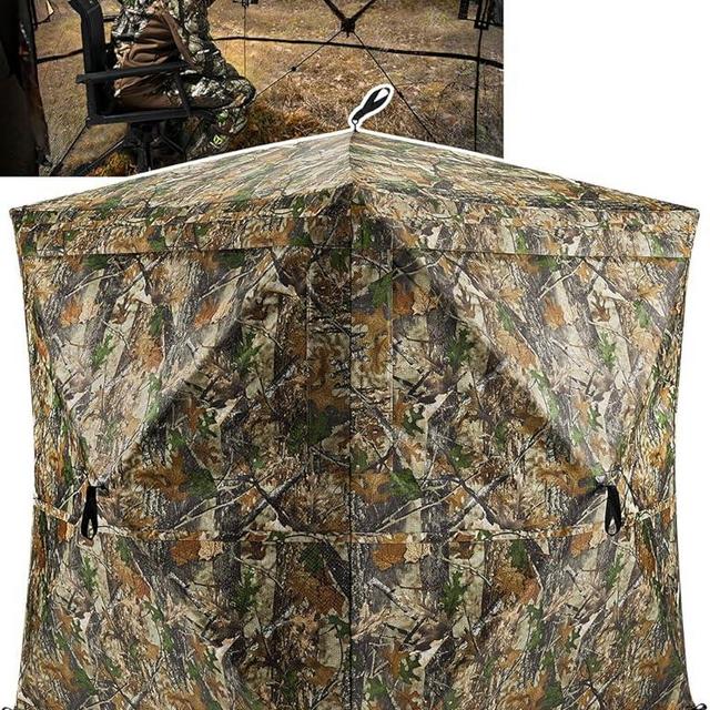 TIDEWE Hunting Blind 270°See Through with Carrying Bag, 1-2& 2-3& 3-4 Person Pop Up Ground Blinds, Portable Resilient Hunting Tent (Forest Fade Camo)