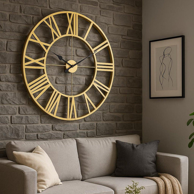 Metal Large Gold Queen Wall Clock Rustic Oversized Farmhouse Modern Minimalist Round Wall Clock Industrial Wall Ornament Fashion Gift/Gifts