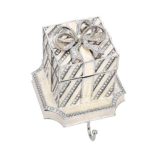 Olivia Riegel Striped Gift Box Crystal & Pewter Stocking Holder