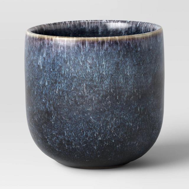 4" Ceramic Modern Outdoor Planter Charcoal Gray - Threshold™