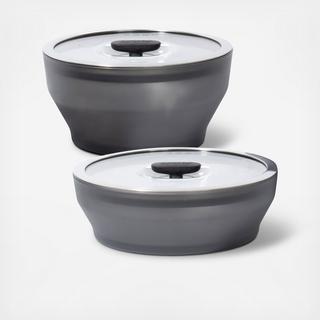 4-Piece Matte Black Glass Frosted Cookware & Storage Set