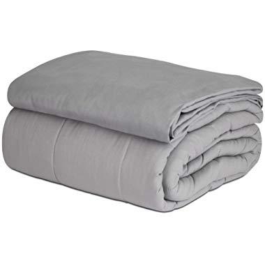 SAFR Home Therapy Weighted Blanket & Removable Cover (60"x80" | 15 lbs, Grey Cooling)