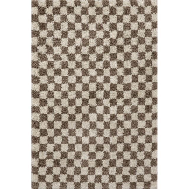 nuLOOM Adelaide Mid-Century Checkered Shag Area Rug, 8' 10" x 12', Beige