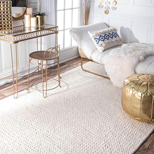 nuLOOM 200CB01-8010 Caryatid Handwoven Solid Wool Rug, 8' x 10', Off-White