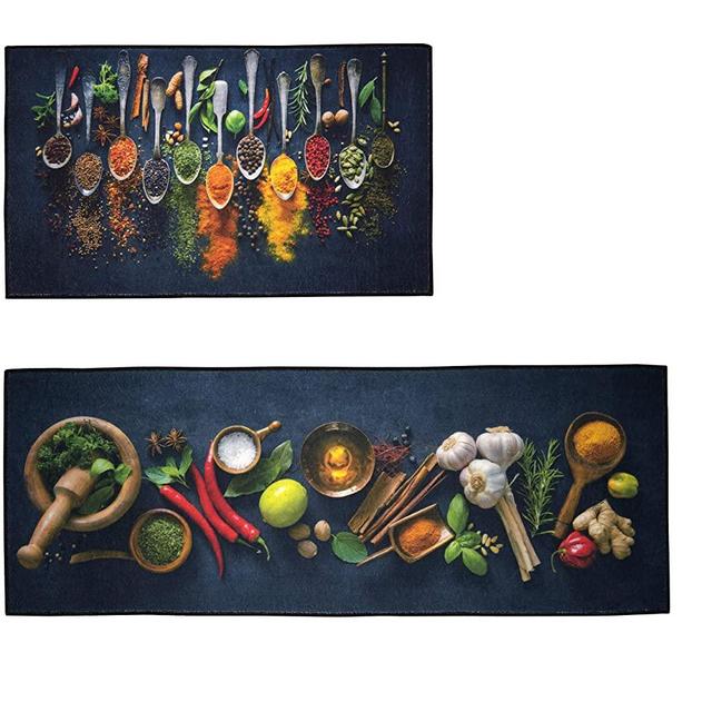 UpNUpCo Artistic and Colorful Kitchen Rugs Kitchen Mats for Floor Non Slip Kitchen Rugs and Mats Kitchen Mat Set Farmhouse Kitchen Rugs and Mats Kitchen - Spicy Art - 2 Pieces - 30"x17" + 47”x17