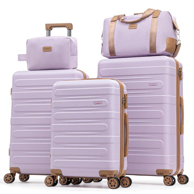 Cobens Luggage Sets 5 Piece Durable Suitcase Set with Spinner Wheels, Hard Shell Carry on Luggage with TSA Lock, Large Checked Travel Suitcases for Men and Women