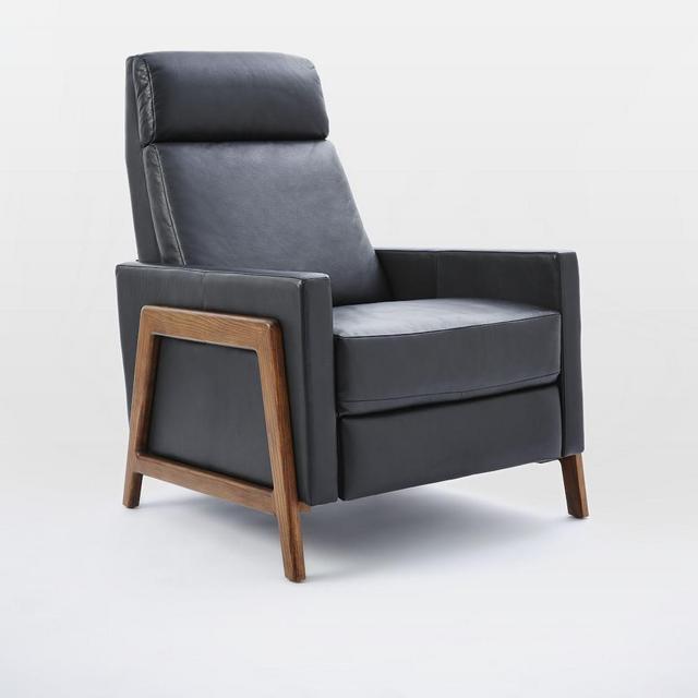 Spencer Recliner, Sauvage Leather, Nero, Pecan
