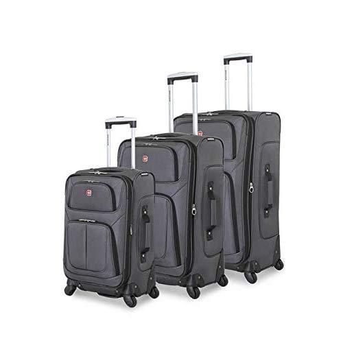 SWISSGEAR 6283 Amazon Exclusive Premium 3pc Spinner Luggage Set with Dopp Kit Bundle Dark Grey